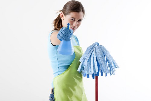 Professional house cleaning in a modern home