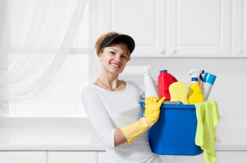 Carpet stain treatment and cleaning process on a household rug