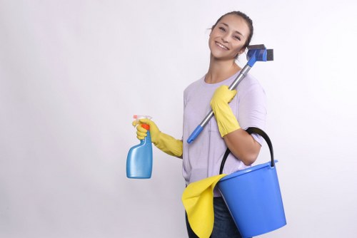 Eco-friendly commercial cleaning tools prepared for business maintenance