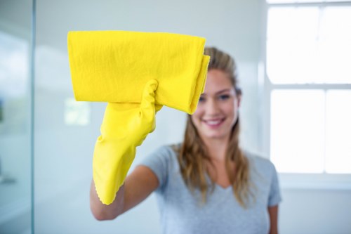 Cleaner vacuuming floors during move out cleaning service