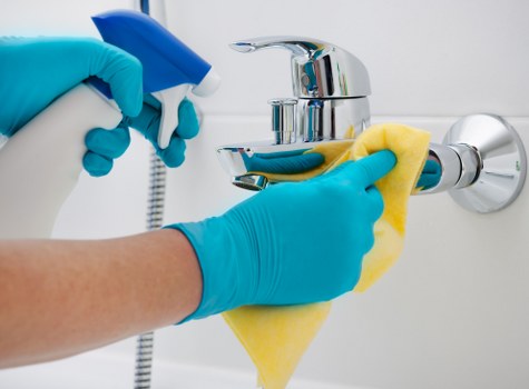 Detailed Airbnb cleaning supplies arranged for a guest-ready property