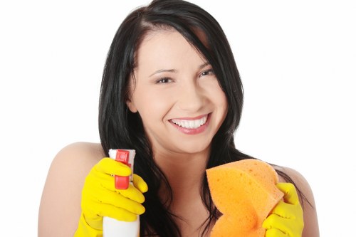 Professional cleaner sanitizing an Airbnb kitchen
