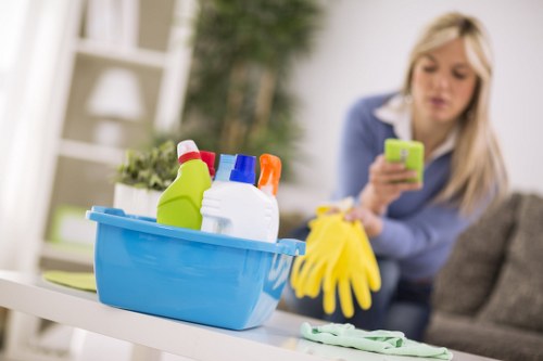 Sanitized office break room and high-touch cleaning areas